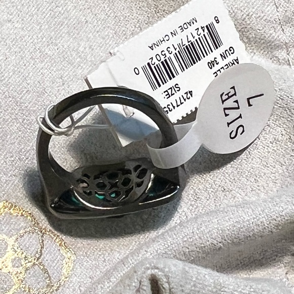 NWT Kendra Scott Arielle Ring Variegated Turquoise & Gunmetal SUPER RARE Perfect - Picture 7 of 14